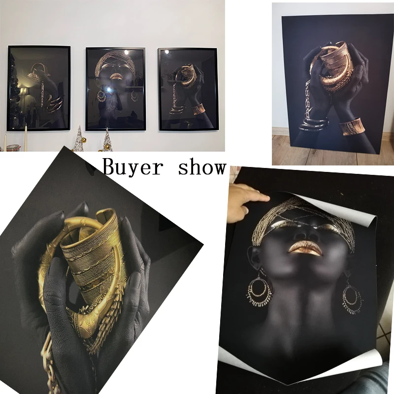 Crno-zlatna Ruka sa Zlatnim Браслетом Slika je Ulje na Platnu Afričke Umjetničke Plakati Grafike Zidne Slike za uređenje Dnevnog boravka Slika 1