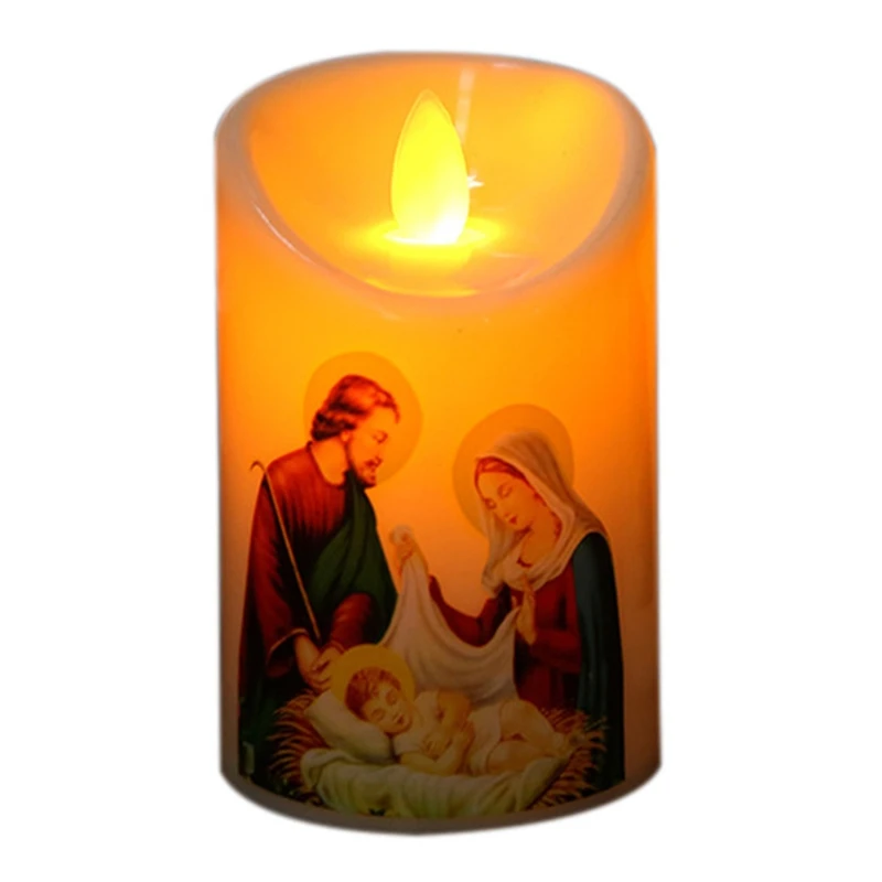 Isus Krist Svijeća Žarulja LED Tealight Romantični Stup Svjetlo Na Baterije Kreativni Беспламенный E-mail Svijećnjak svijeće kod kuće Slika 0