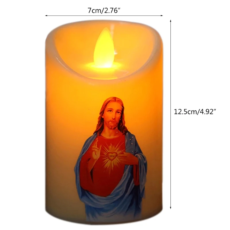 Isus Krist Svijeća Žarulja LED Tealight Romantični Stup Svjetlo Na Baterije Kreativni Беспламенный E-mail Svijećnjak svijeće kod kuće Slika 5