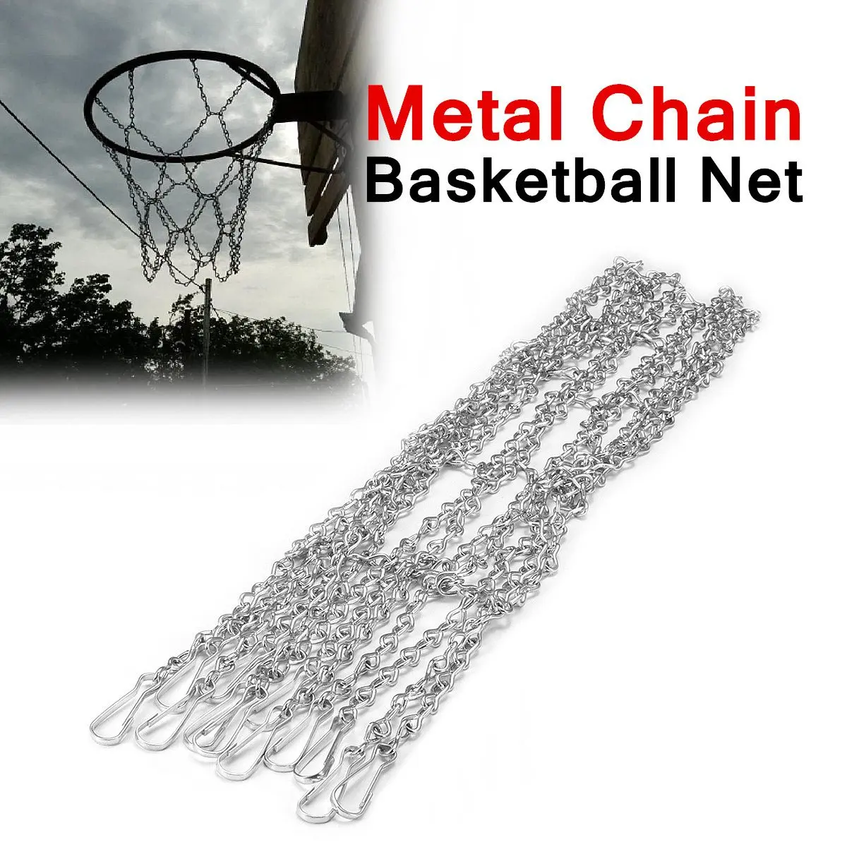 Košarkaški Metalne Lančane prepleta izdvajanje cinka postali 12 Petlje Srebrna Klin, Dizajn Standardna sadnja Za Obruča Jednostavan nosač je Težak- Slika 0