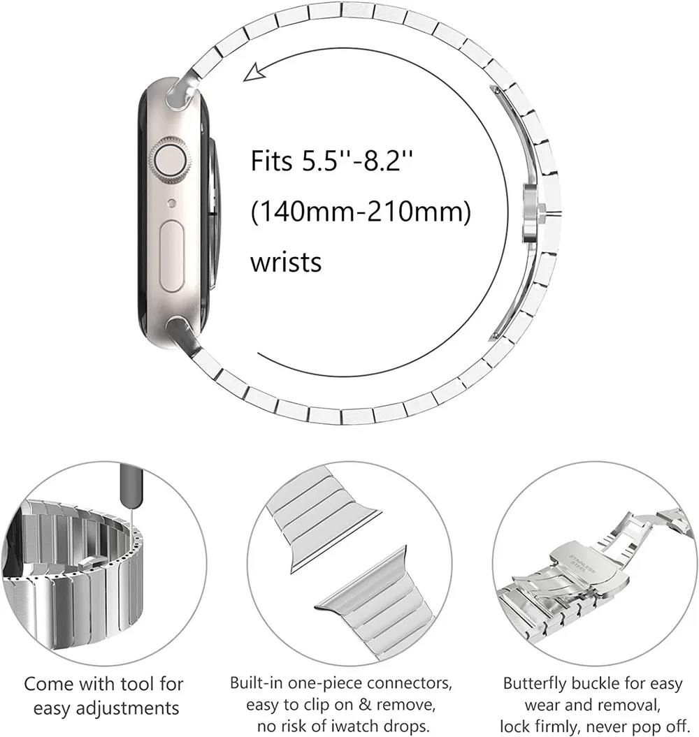 Link Narukvica za Apple Watch Remen 49 mm 45 mm 44 mm 42 mm 41 mm 40 mm 38 mm Poslovne Narukvica za iWatch Ultra SE 8 7 6 5 4 3 Correa Slika 4