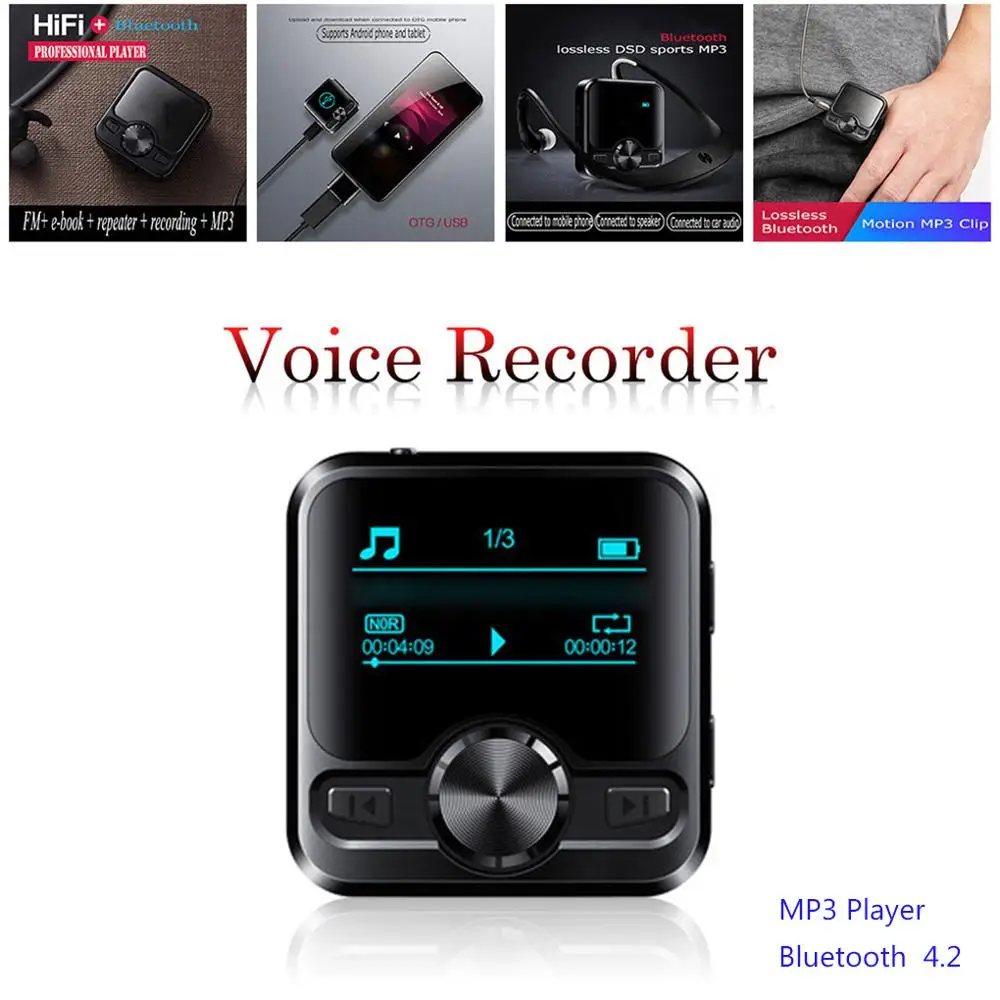 M9 Mini Bluetooth 4,2 Sportski Player HI FI MP3 Music Player Snimanje Zvuka IPX6 FM Radio Repeater 1,2 inčni Digitalni Prikaz Walkman Slika 0