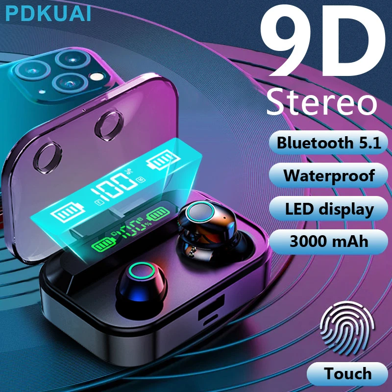 Nove Slušalice Vodootporne Slušalice Bežične 9D Stereo Sportske Slušalice Bluetooth 5.1 Slušalice S Mikrofonom Za Punjenje Trčanja Slika 0