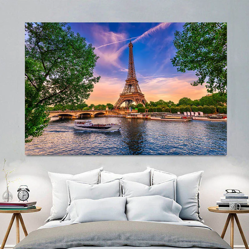Skandinavski Pariz-Eiffelov Toranj Platnu Modularni Plakati i Grafike na Zidu za Dnevni boravak Uređenje Doma Bez Okvira Slika 3