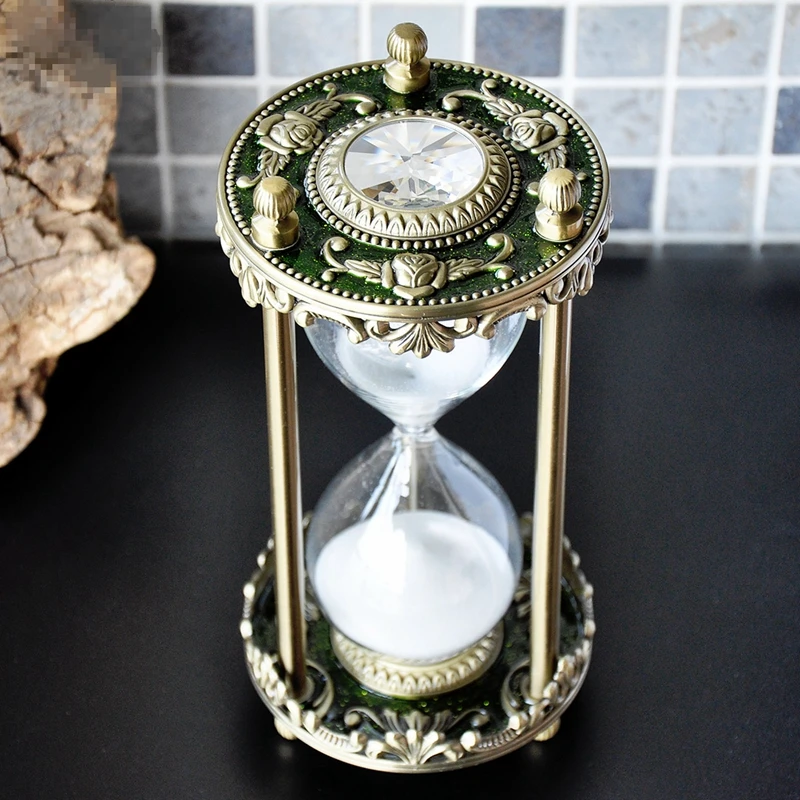 Stare metalne Umetnut kristalno pješčani sat sa vremena na 30 minuta kreativni ukras ukras kuće Slika 0