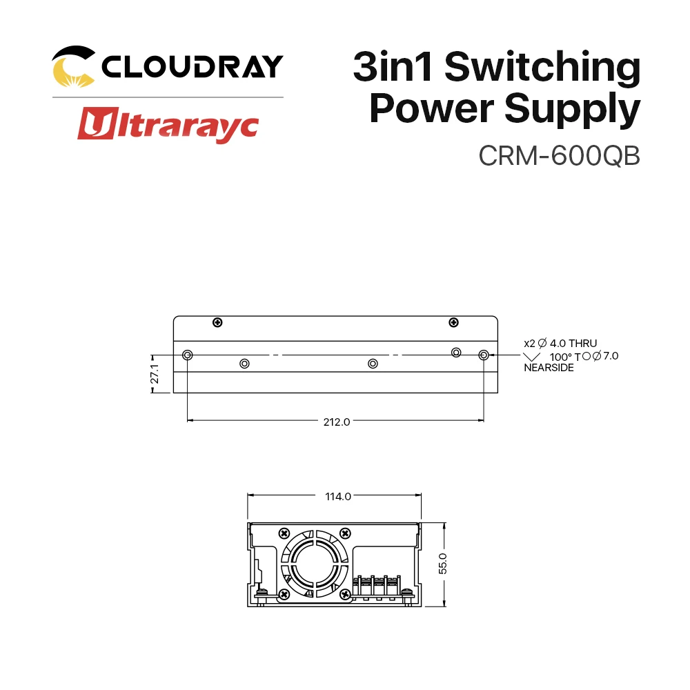 Ultrarayc 3в1 Prekidač za Napajanje 600 W CRM 600QB 110 v/240 v Za Fiber Laser Tipskoj Strojevi Sustav Tri u jednom Prebacivanje Snaga Slika 4
